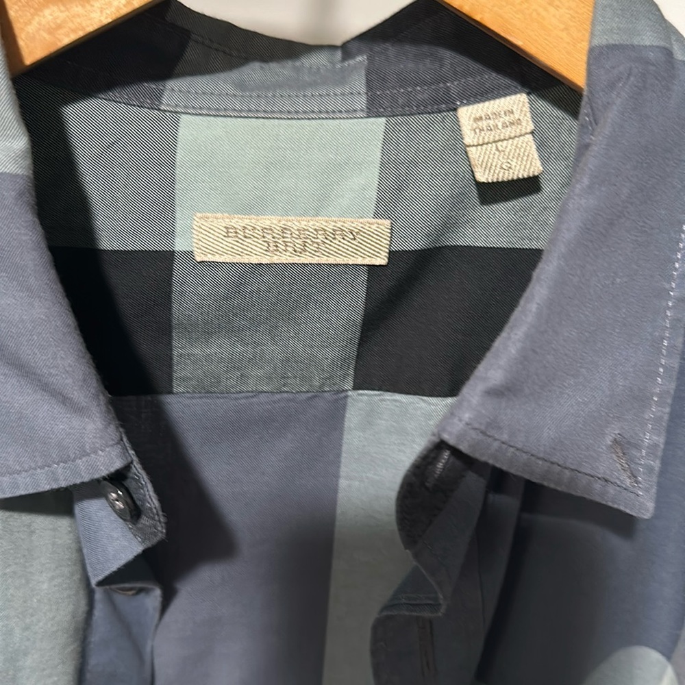 Burberry Plaid Print Long Sleeve Shirt L